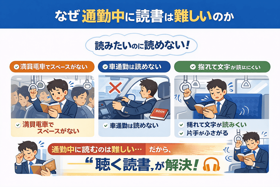 通勤中に読書は難しい